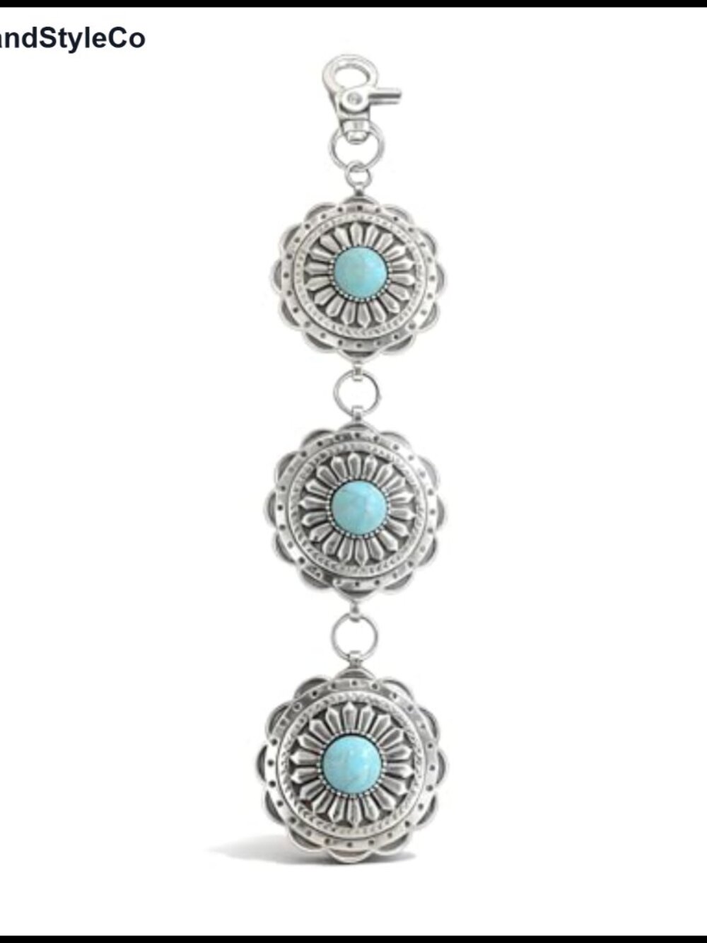 Boho Western Keychain Bag Charm Turquoise Stone Alloy Purse Accessory